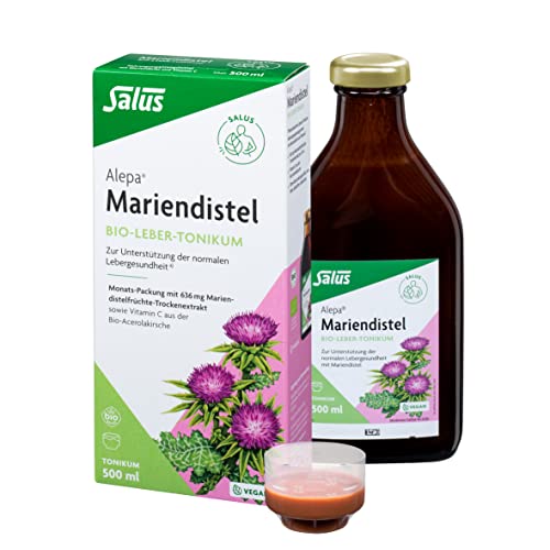 Salus Alepa Mariendistel Bio-Leber-Tonikum – 1x 500 ml - zur Unterstützung der normalen Lebergesundheit mit Mariendistel – mit Vitamin C - vegan - bio